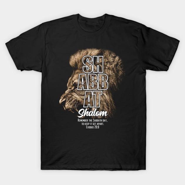 Lion of Yahudah Shabbat Shalom T-Shirt by erock